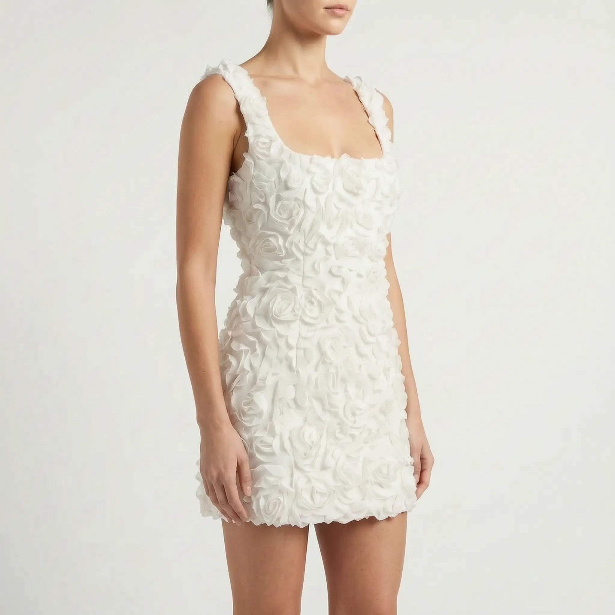 Vespra - Textured Sleeveless Bodycon Mini Dress