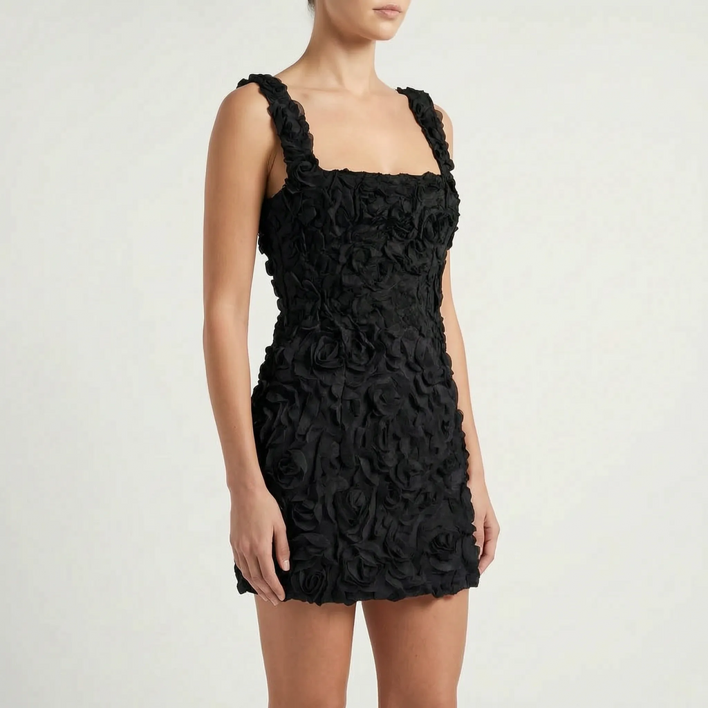 Vespra - Textured Sleeveless Bodycon Mini Dress