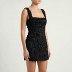 Vespra - Textured Sleeveless Bodycon Mini Dress