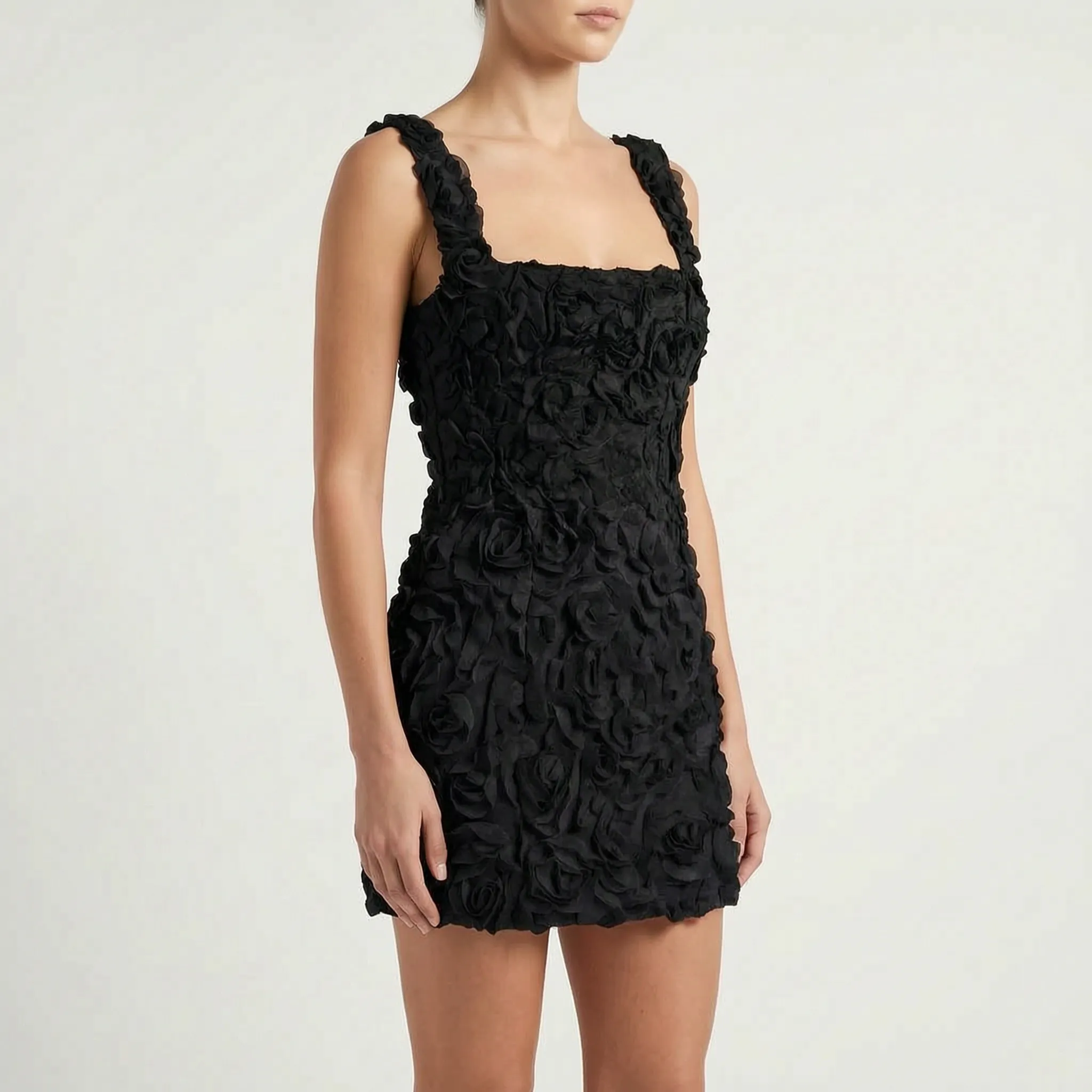 Vespra - Textured Sleeveless Bodycon Mini Dress