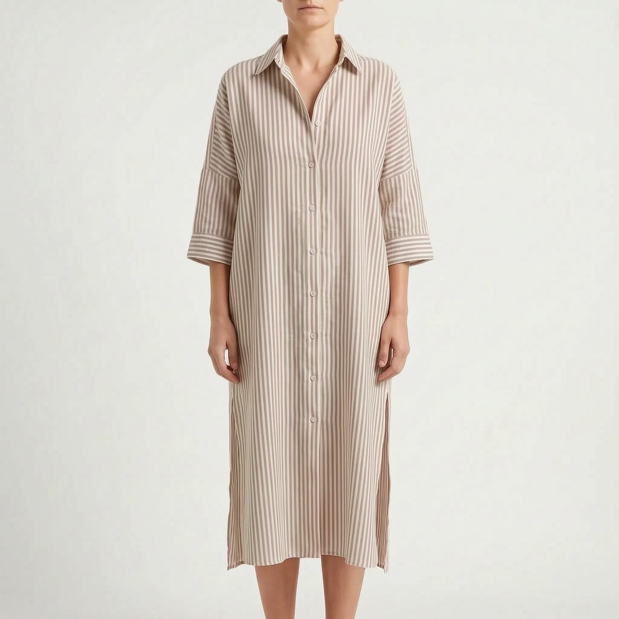 Vestiara - Oversized Striped Maxi Dress