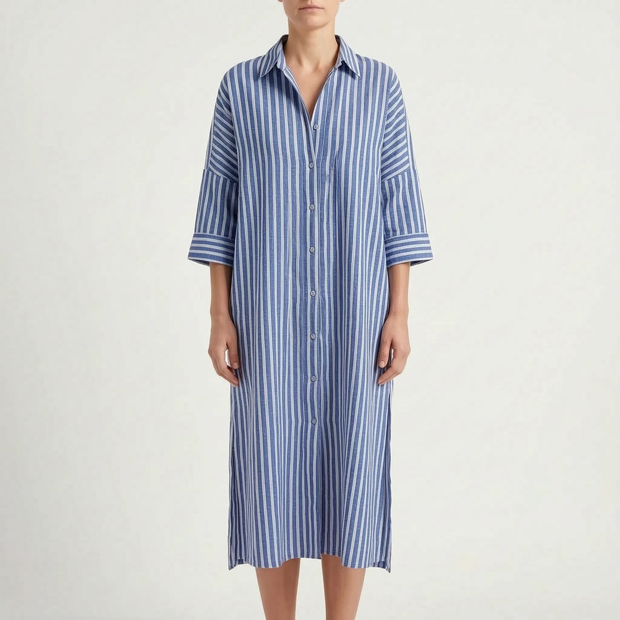Vestiara - Oversized Striped Maxi Dress