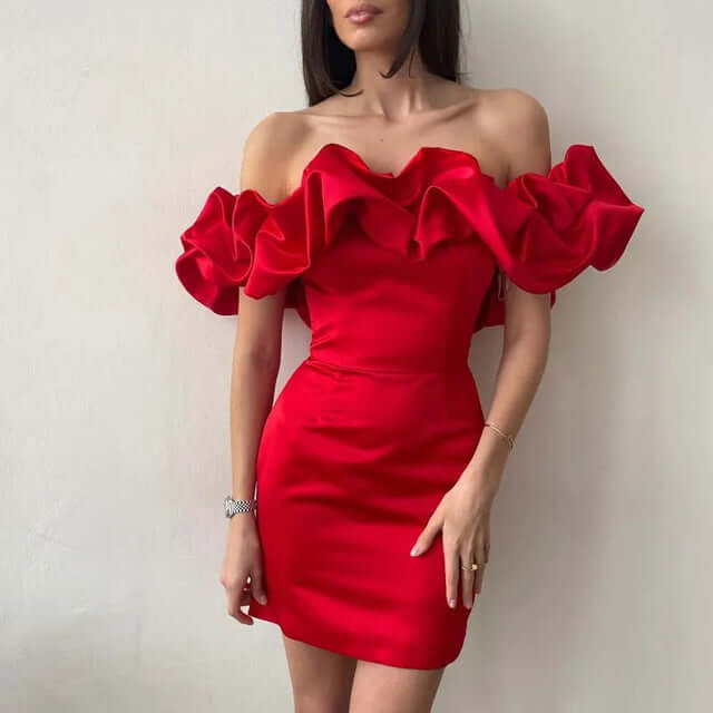 Vivia - Women's Chic Ruffle Cocktail Dress