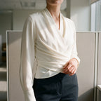 Wrapelle - Long Sleeve Wrap Blouse