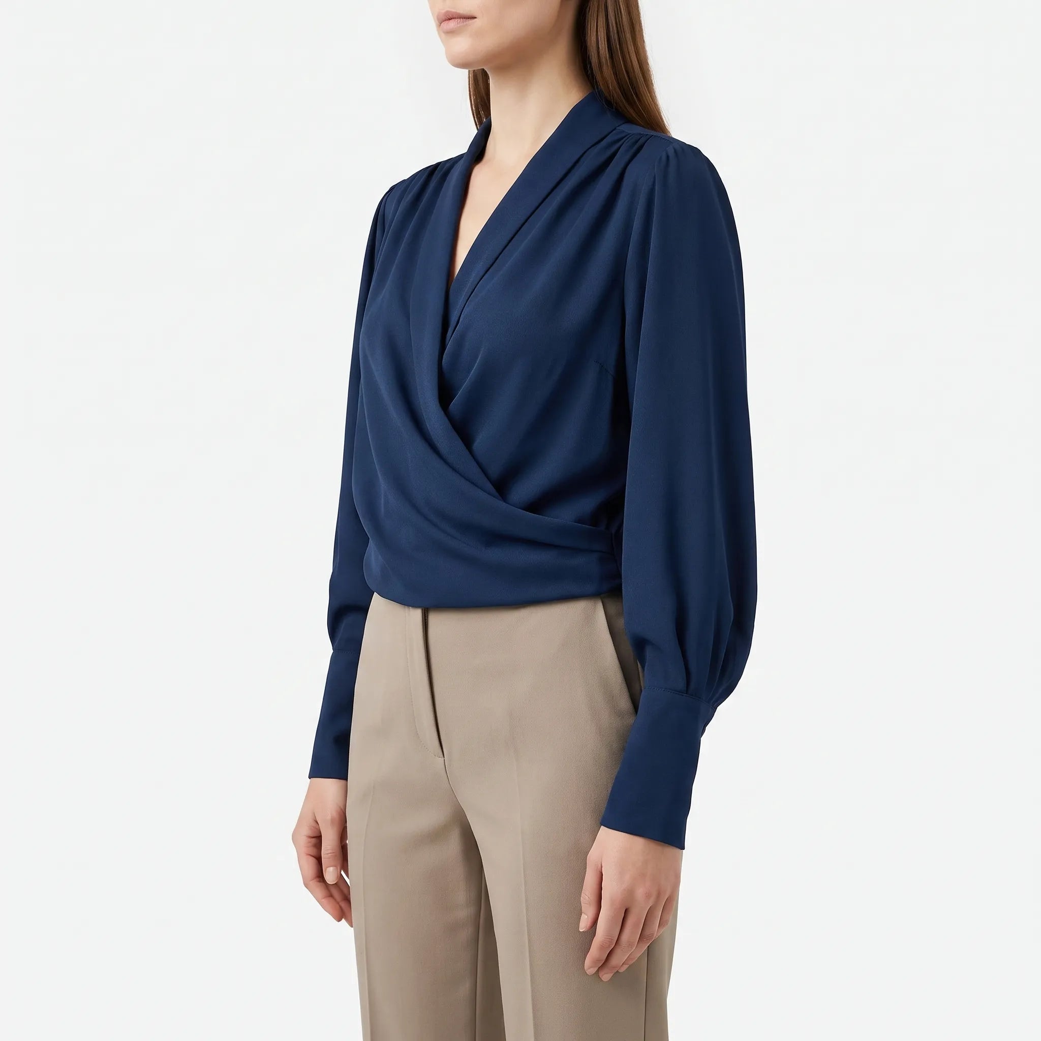 Wrapelle - Long Sleeve Wrap Blouse