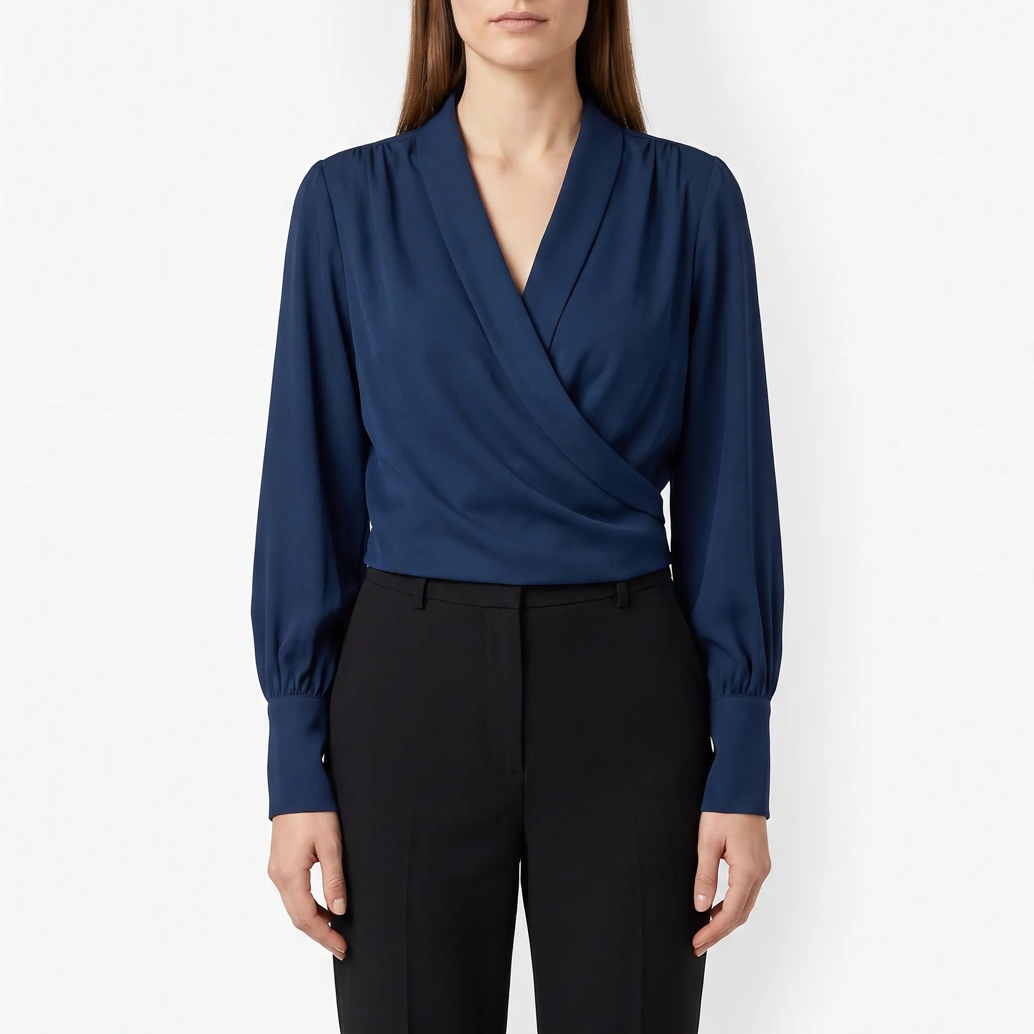 Wrapelle - Long Sleeve Wrap Blouse
