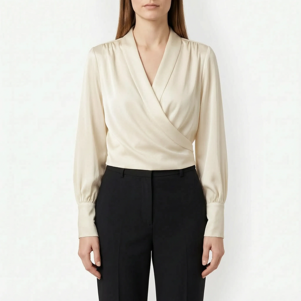 Wrapelle - Long Sleeve Wrap Blouse