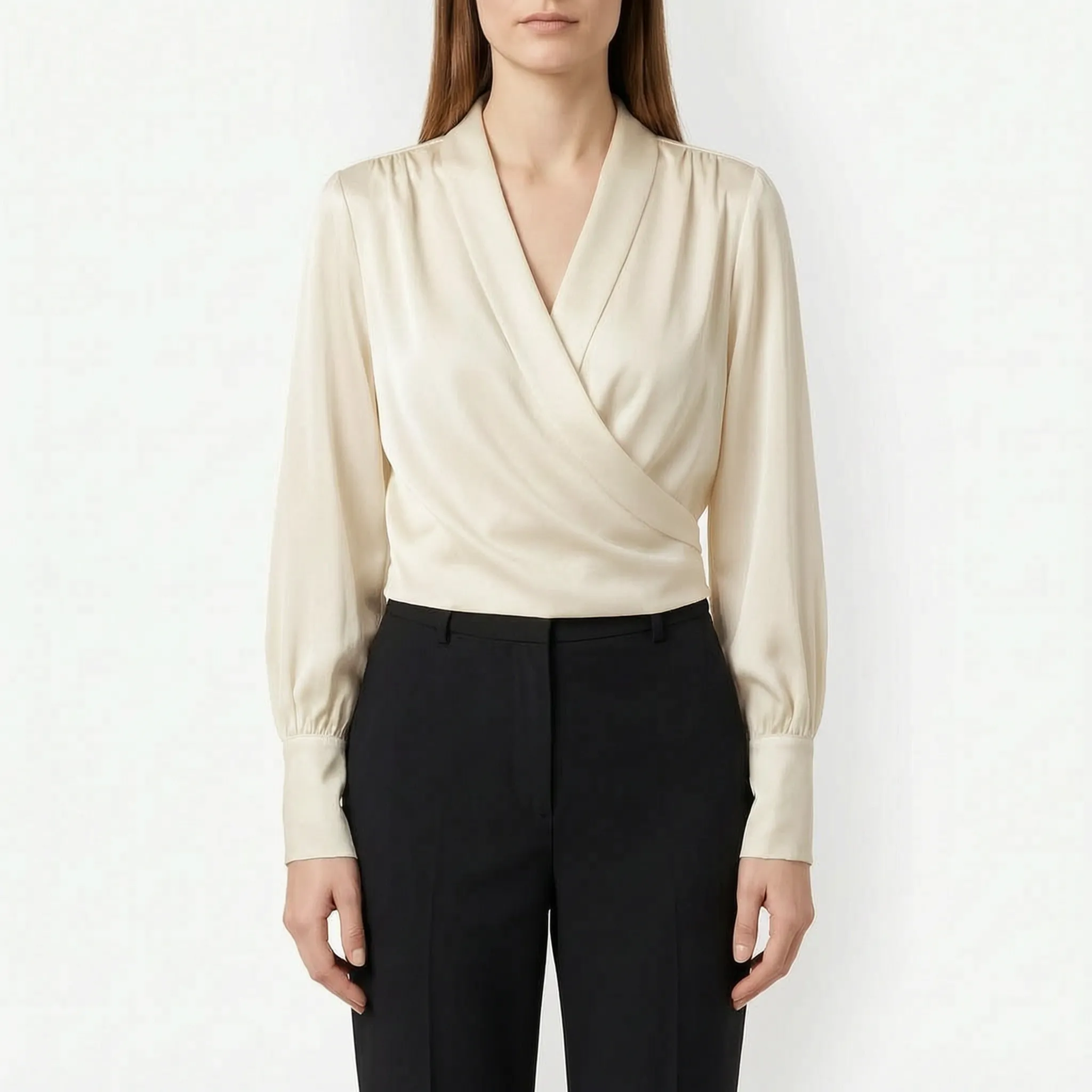 Wrapelle - Long Sleeve Wrap Blouse