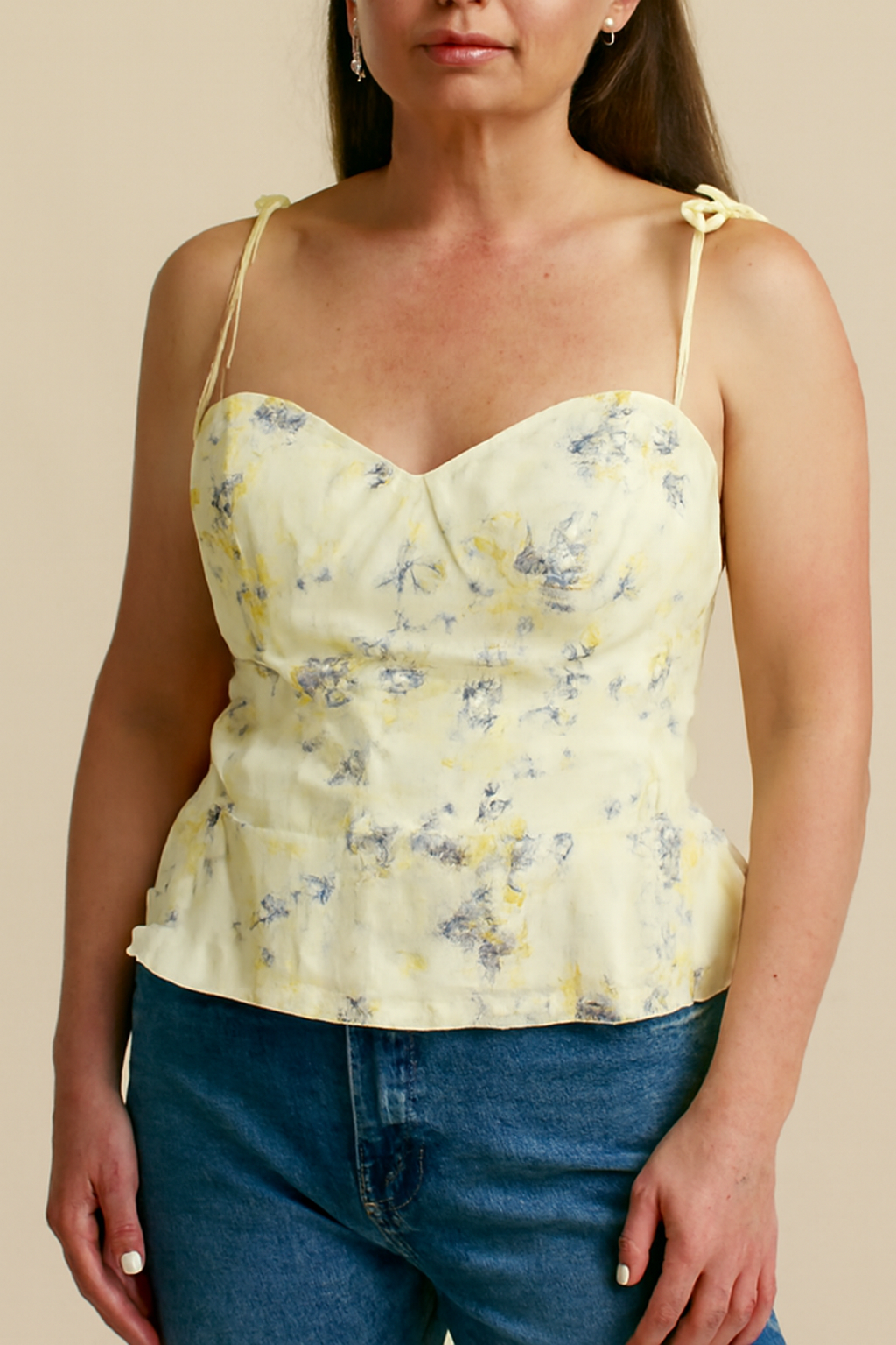 Wren | Women's Floral Corset Top with Peplum Hem