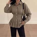 Wren | Women's Autumn Corset Shirt with Check Pattern