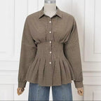 Wren | Women's Autumn Corset Shirt with Check Pattern