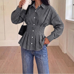 Wren | Women's Autumn Corset Shirt with Check Pattern