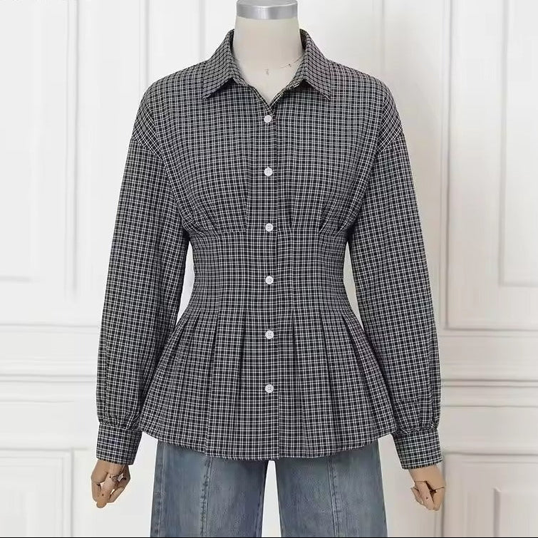 Wren | Women's Autumn Corset Shirt with Check Pattern