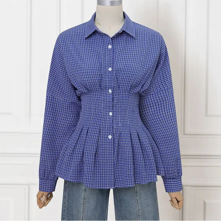 Wren | Women's Autumn Corset Shirt with Check Pattern