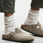 Wren | Women's Cozy Suede Clogs with Buckle Detail