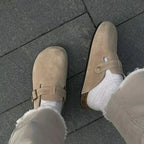 Wren | Women's Cozy Suede Clogs with Buckle Detail