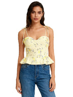 Wren | Women's Floral Corset Top with Peplum Hem