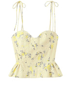 Wren | Women's Floral Corset Top with Peplum Hem