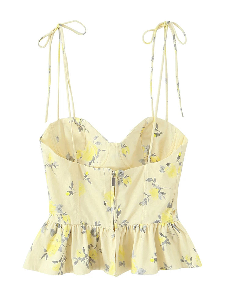 Wren | Women's Floral Corset Top with Peplum Hem