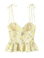 Wren | Women's Floral Corset Top with Peplum Hem