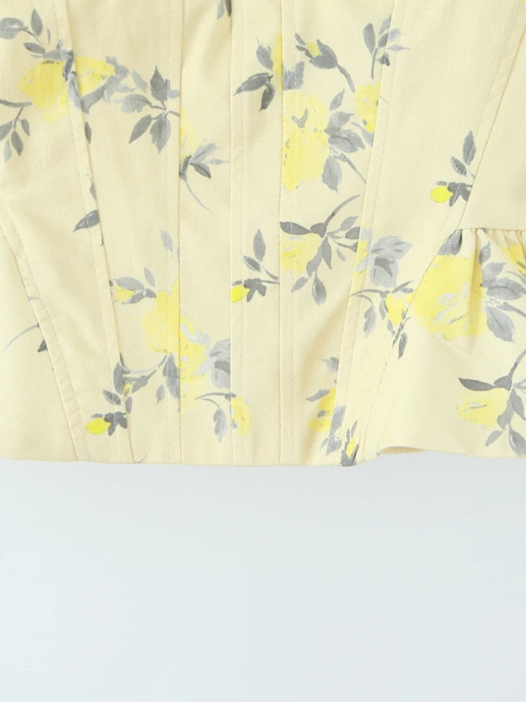 Wren | Women's Floral Corset Top with Peplum Hem