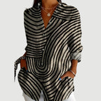 Zadie | Women's Abstract Summer Blouse with Button-Up Detail
