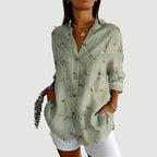 Zadie | Women's Abstract Summer Blouse with Button-Up Detail