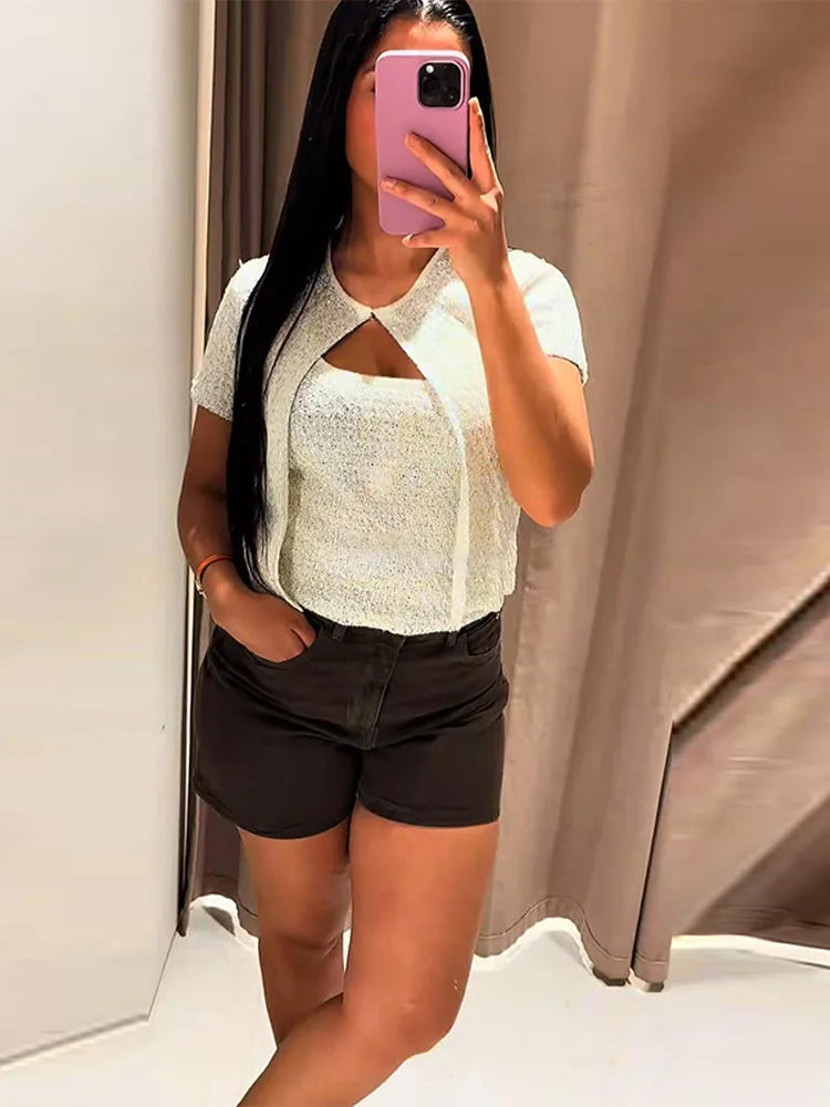Zadie | Women's Sparkly Short-Sleeve Going Out Top