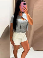 Zadie | Women's Sparkly Short-Sleeve Going Out Top