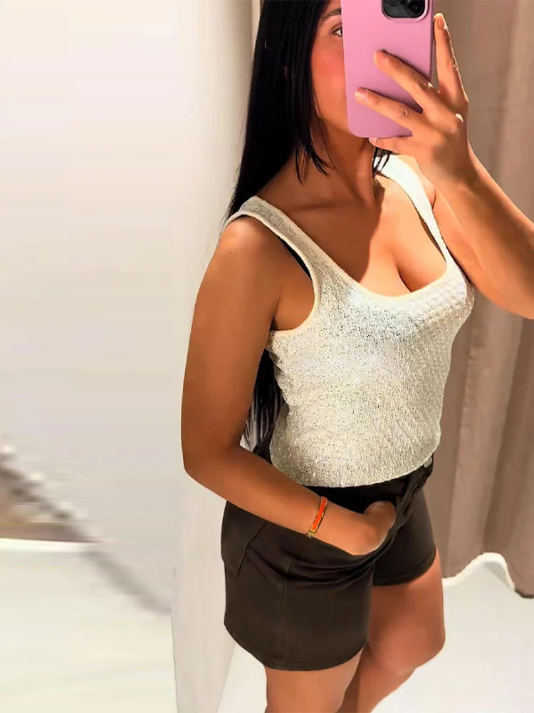 Zadie | Women's Sparkly Short-Sleeve Going Out Top