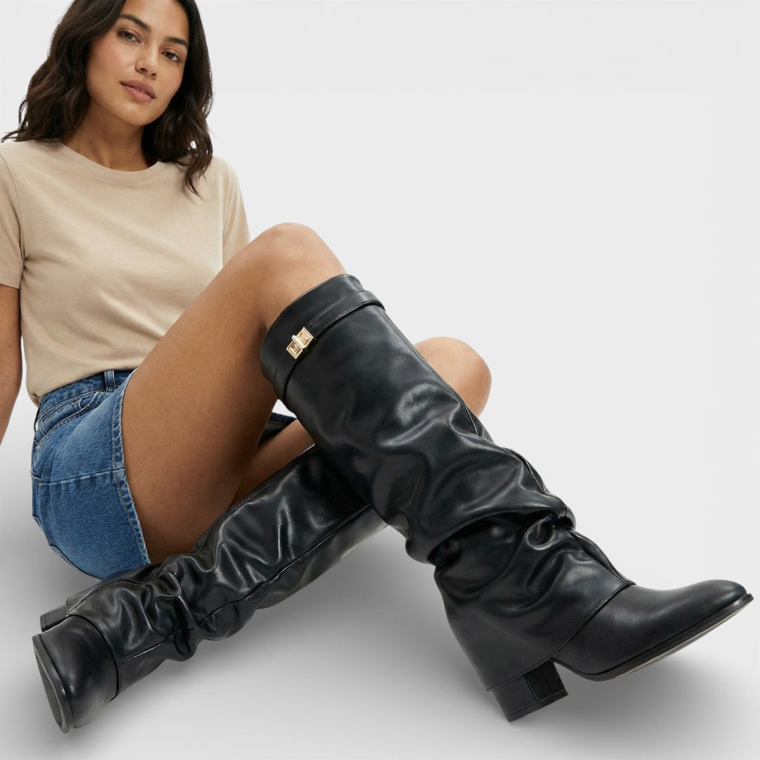 Zahra - Women's Stylish Knee-High Slouch Boots