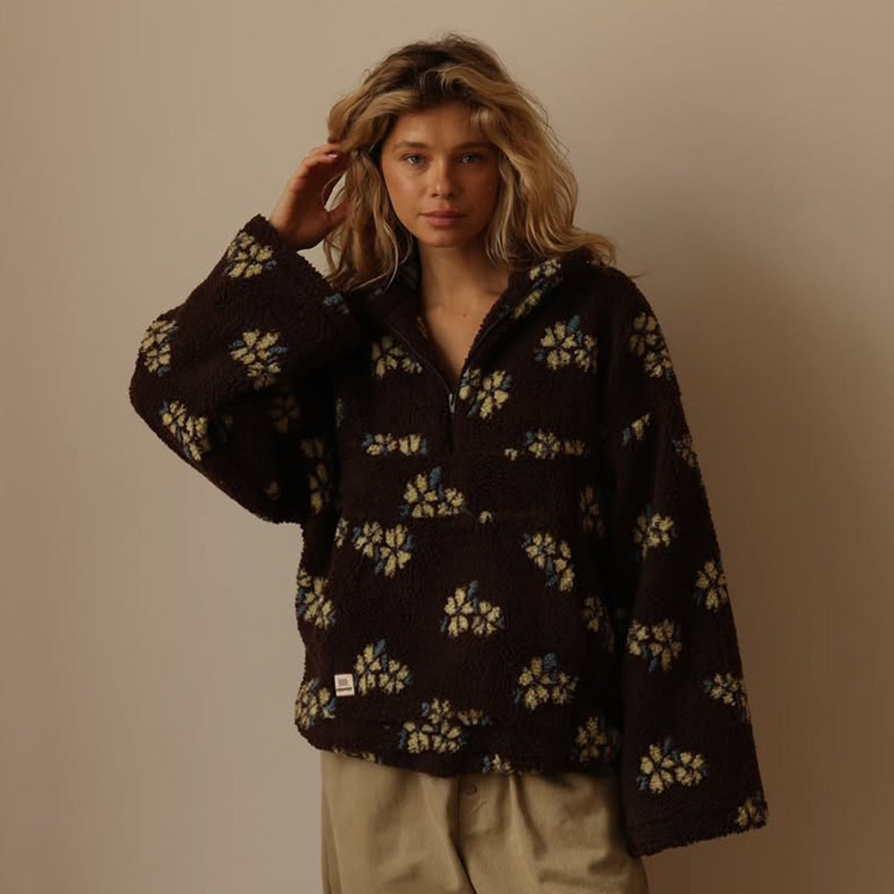 Zephyr | Women's Cozy Floral Quarter Zip Fleece
